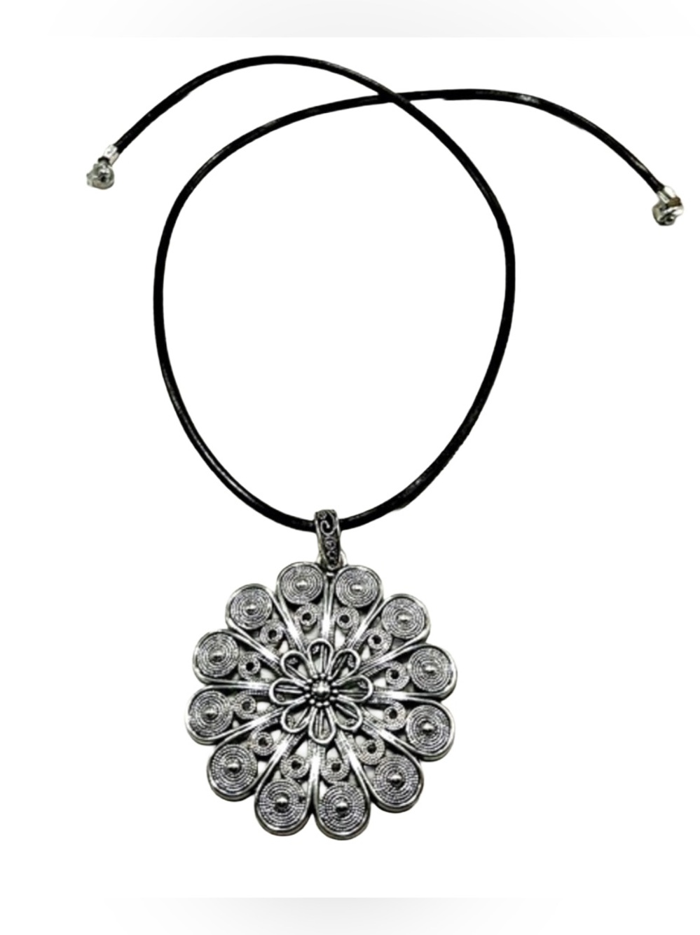 Handmade Large Flower Pendant Necklace with Magnetic Closure!